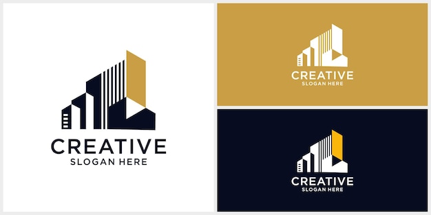 Vettore modello di progettazione del logo dell'edificio creativo