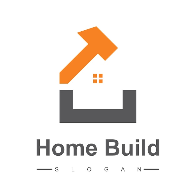 Vector creative home construction logo with hammer symbol