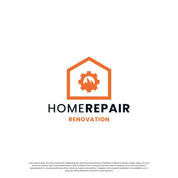 Креативный дизайн логотипа ремонта домашнего пламени современная концепция.