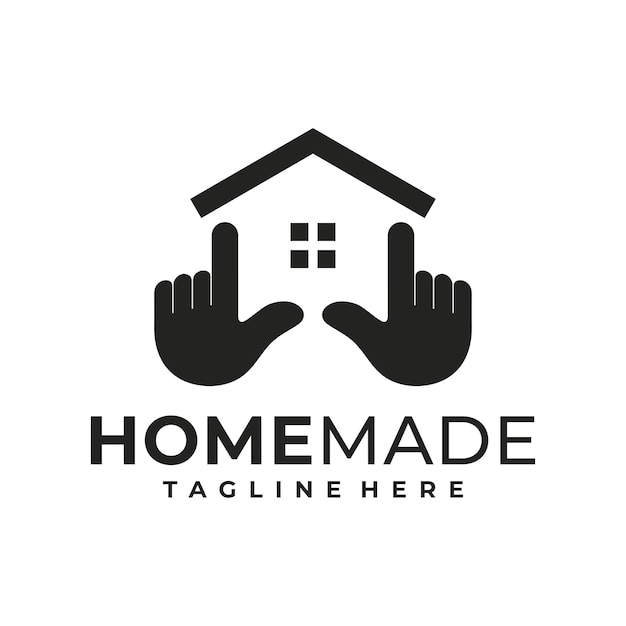 Vector creative of home and hand logo design template