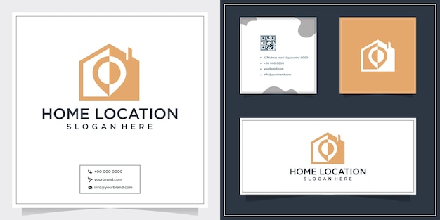 Creative home location design logo and business card template