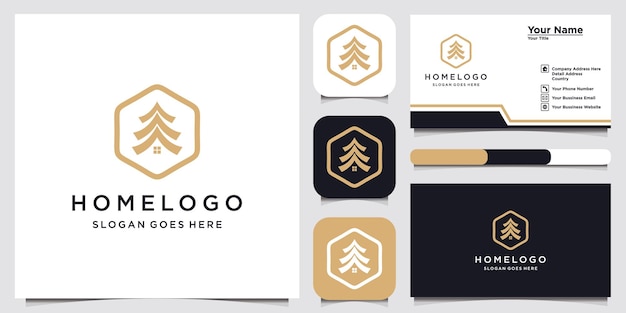 Creative home logo design template and business card