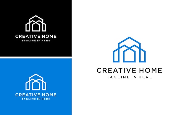 creative home logo design triple house icon vector template