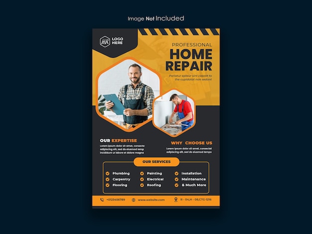 Vector creative home repairing flyer design