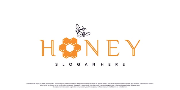 Creative honey bee animals logo design inspiration with hexagon style premium vector