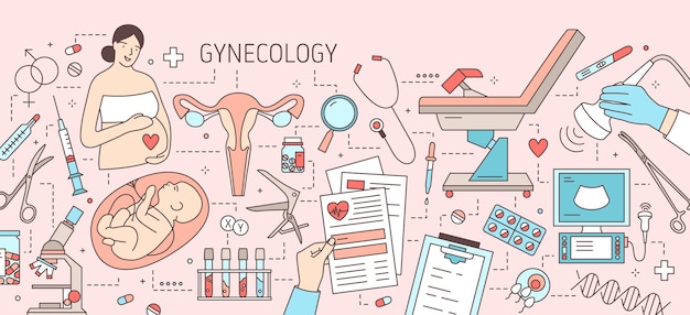 Creative horizontal infographics in gynecology