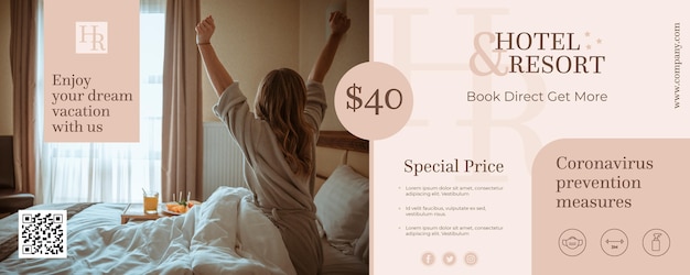 Vector creative hotel banner template with photo