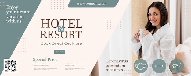 Vector creative hotel banner template with photo