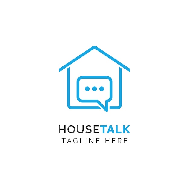 Вектор creative house with bubble chat icon for home talk podcast logo design inspiration