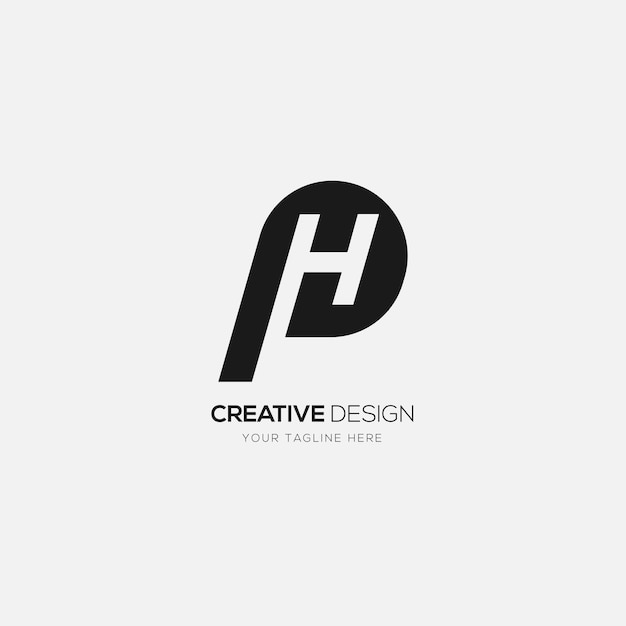 Vector creative hp or ph negative space monogram logo