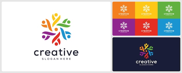 Creative human community logo design template