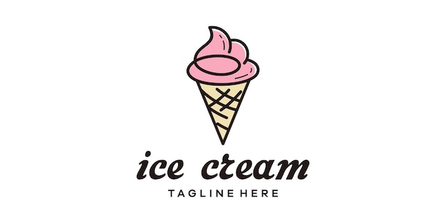 Il logo creativo del gelato, il disegno del logo, il modello del logo, l'icona del simbolo, il vettore dell'idea creativa.