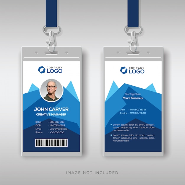 Creative id card template with abstract blue geometric