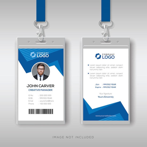 Creative ID card with abstract blue shapes