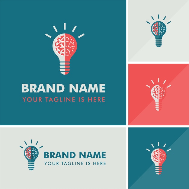 Logo idea creativa della lampadina del cervello
