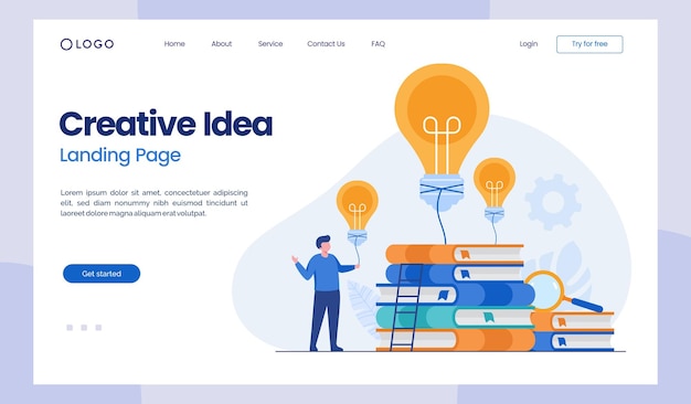 Creative idea and brainstorming concept bulb light idea flat vector illustration for banner landing page