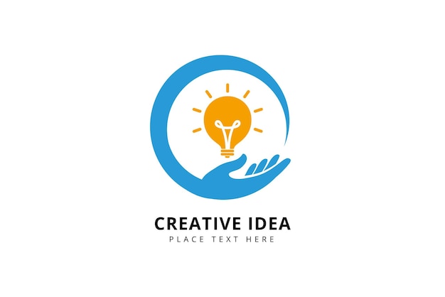 Modello di progettazione del logo per la cura dell'idea creativa. disegni del simbolo dell'icona della lampadina