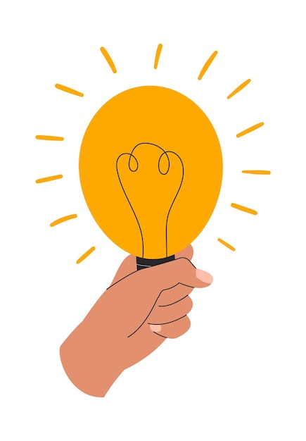 Creative idea concept hand holding light bulb vector illustration