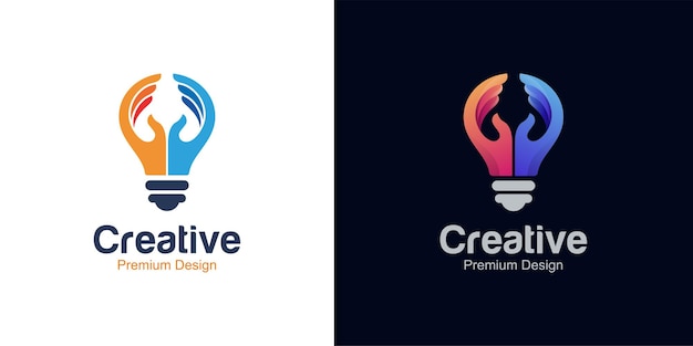 Creative idea imagination or innovation logo for life hack creativity hand made vector icon symbol