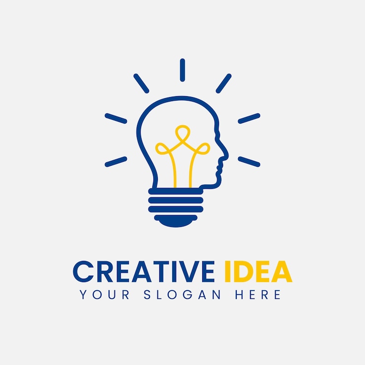 Vector creative idea logo with head and bulb thinker design concept