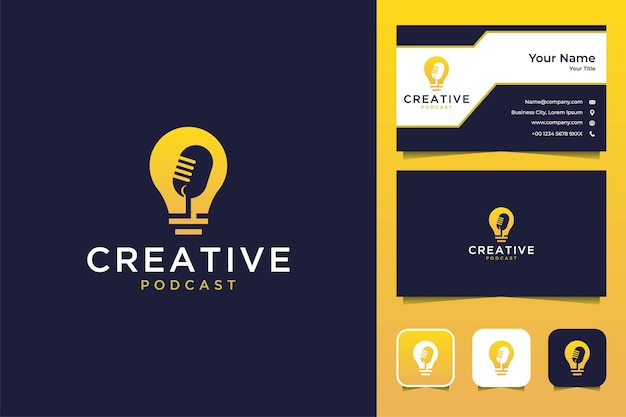 Creative idea podcast logo design and business card