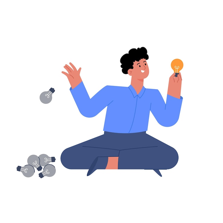 Creative idea with businessman holding light bulb