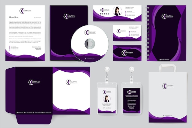 Creative identity set with colorful designs