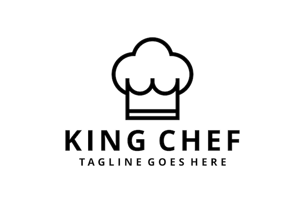 Creative illustration chef hat restaurant with crown logo design Vector sign template