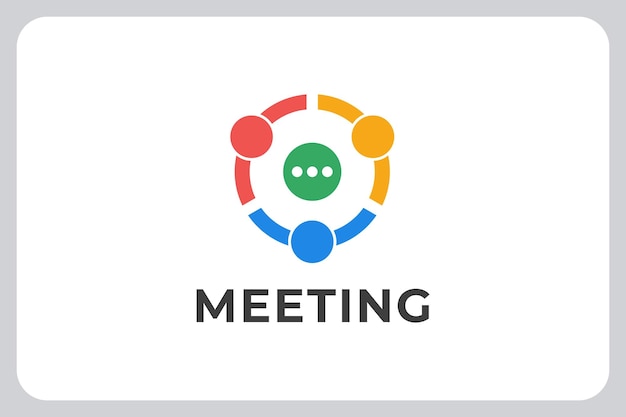 Creative illustration colorful meeting logo vector with discussion talk icon