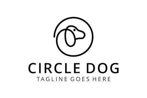 Творческая иллюстрация собака животное на знаке круга дизайн логотипа template vector