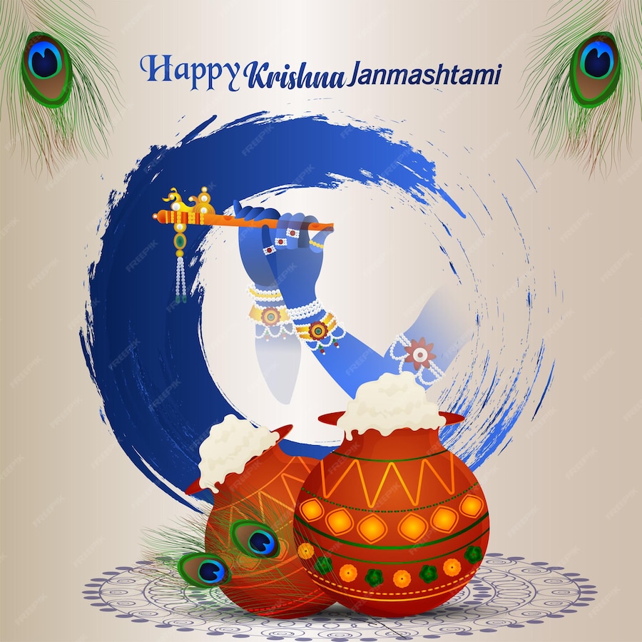 Premium Vector Creative illustration of happy krishna janmashtami