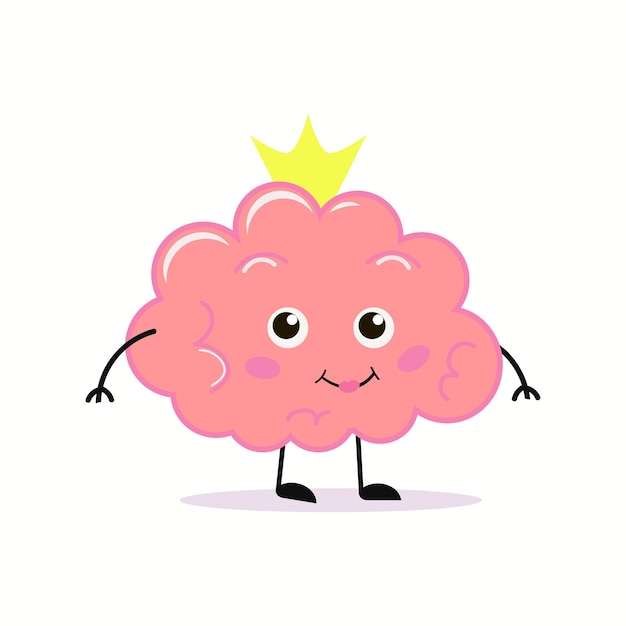Vector creative illustration of king strong happy pink human brain character