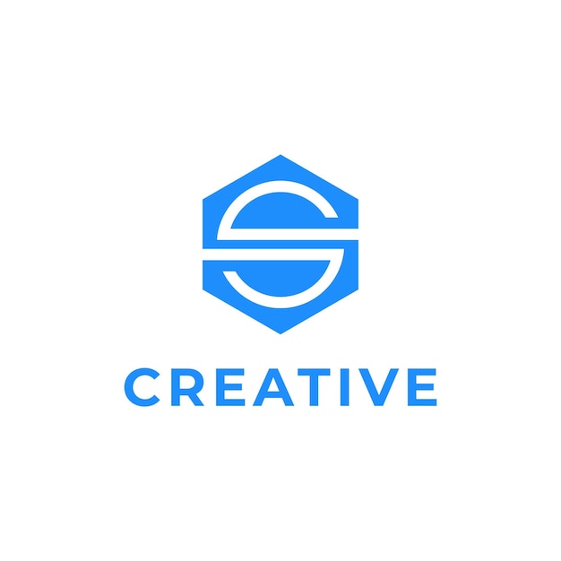 Illustrazione creativa lettera s esagono logo design vettore