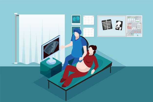 Vector creative illustration of maternity care design
