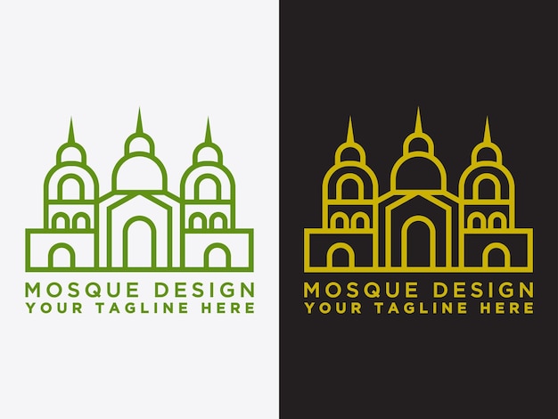 Creative illustration Set of mosques in line style Islamic Day Celebration