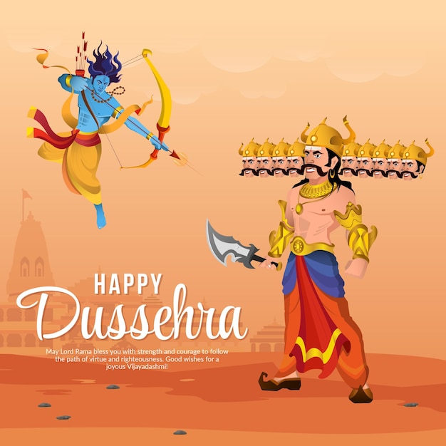 크리에이 티브 인도 축제 행복 Dussehra 배너 디자인 서식 파일