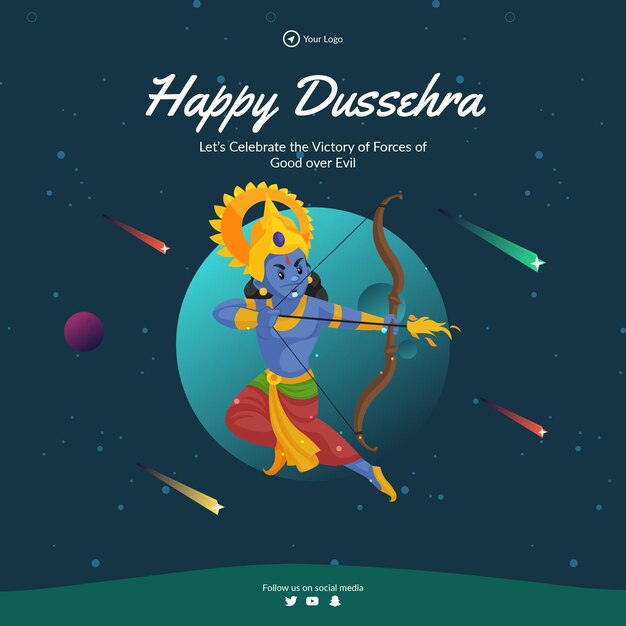 Modello di progettazione banner di dussehra felice festival indiano creativo