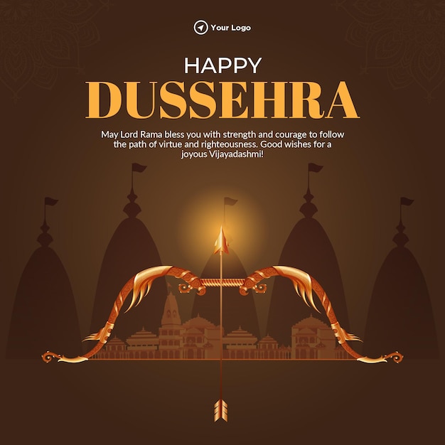 크리에이 티브 인도 축제 행복 Dussehra 배너 디자인 서식 파일
