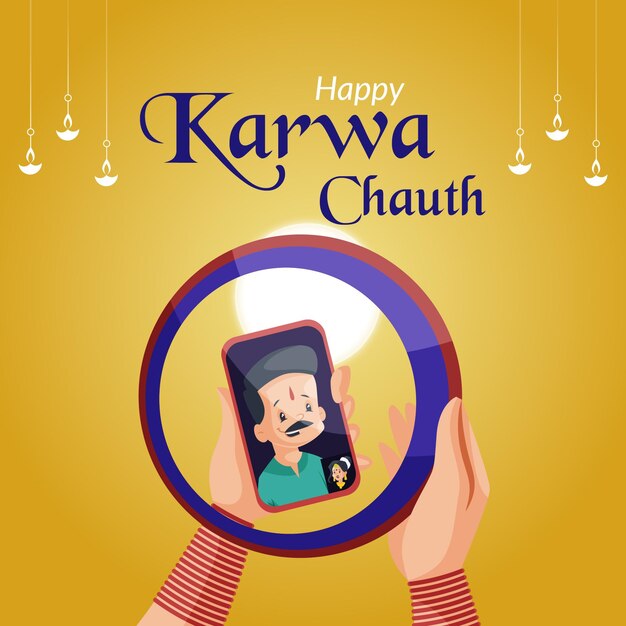 Creative Indian festival happy karwa chauth banner design template