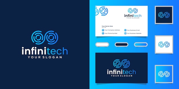 Creative infinity tech line. modern infinity logo design and business card