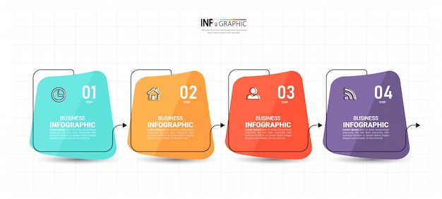 Modello di infografica creativa 4 passaggi