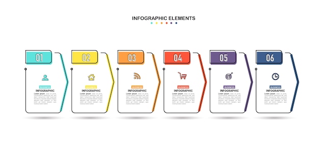 크리 에이 티브 Infographic 6 단계 템플릿