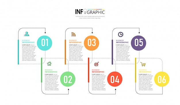 Modello di infografica creativa 6 passaggi