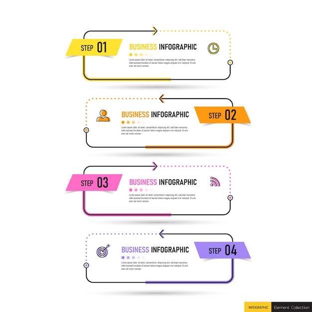 Modello di cinque passaggi di infografica creativa.