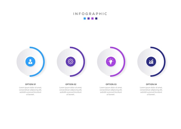 Vettore modello di quattro opzioni di infografica creativa