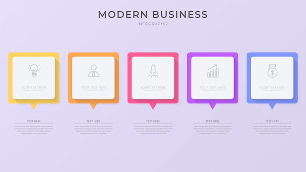 Creative infographic process element with icon and editable text