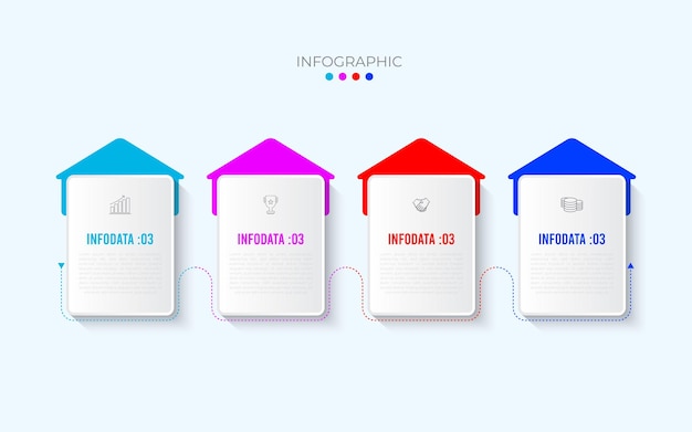 アイコンと 4 つのオプションまたは手順を含むクリエイティブなインフォ グラフィック テンプレート