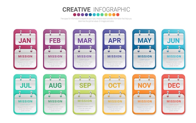 Vettore infografica creativa con calendari mensili