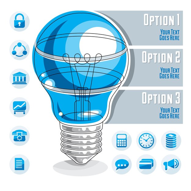 Modello di infografica creativa, idea lampadina a strati, illustrazione vettoriale.