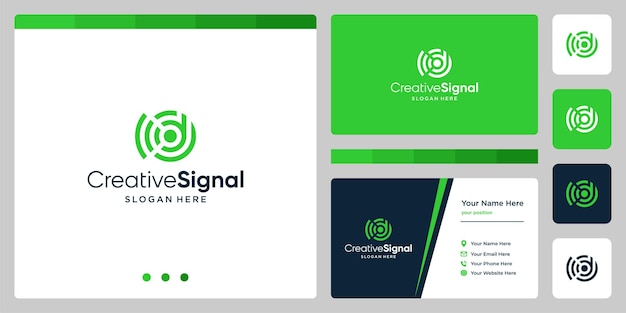 Creative initial letter d logo with wifi signal logo. business card design template